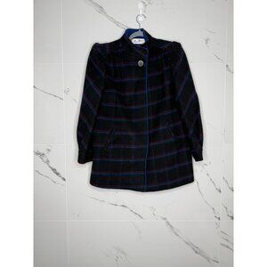 Vintage Beau Brem Black Plaid Wool Women's Coat Jacket size 14 Made In USA​
